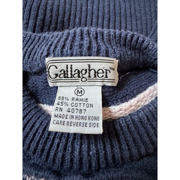 Gallagher Vintage Fair Isle Sweater Floral Nordic 80s Retro Tulip Fairy Cottage - Picture 2 of 7